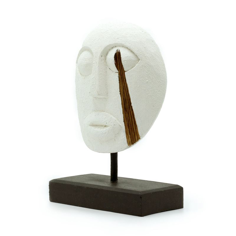 Timorská Kmenová Dekorativní Maska - Bílá - White 27x20cm