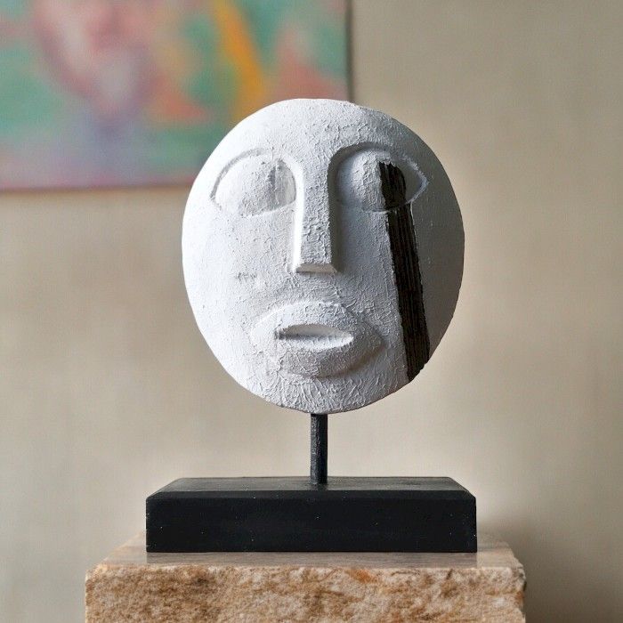 Timorská Kmenová Dekorativní Maska - Bílá - White 27x20cm
