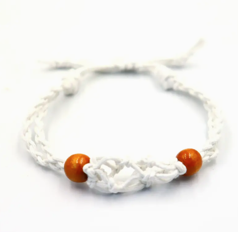 Šňůrky na Náramky z Drahých Kamenů 20-28cm - Bílé