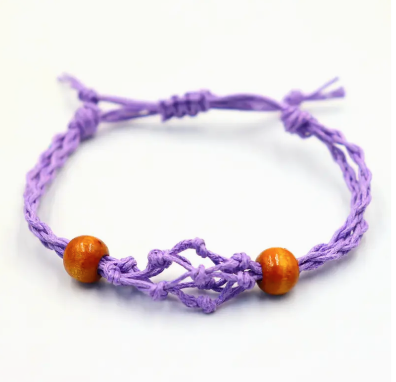 Šňůrky na Náramky z Drahých Kamenů 20-28cm - Fialové