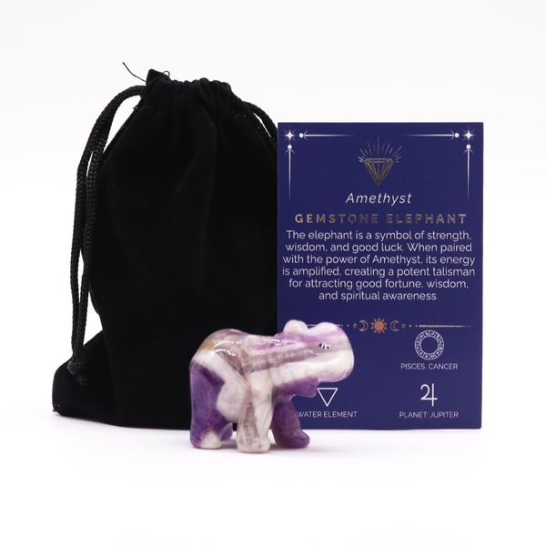 Šťastný Slon z Drahých Kamenů - Ametyst 50x35x25mm