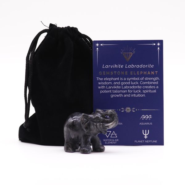 Šťastný Slon z Drahých Kamenů - Larvikit Labradorit 50x35x25mm