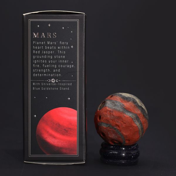 Planeta z Červeného Japisu na Podstavci ze Zlatého Kamene - 40mm