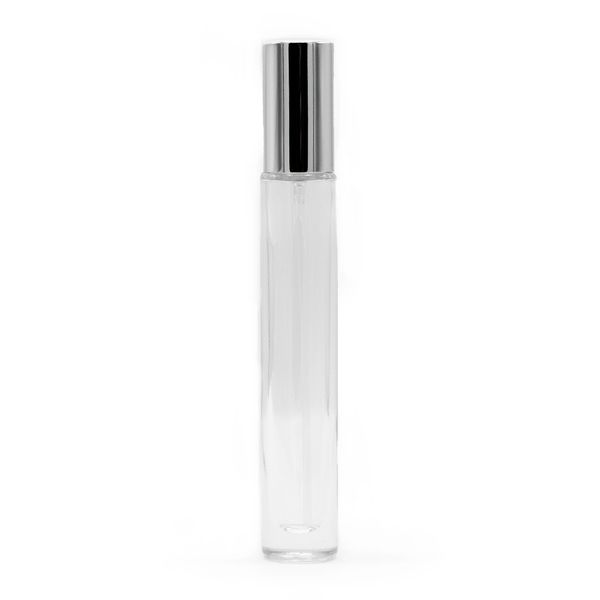 10ml Kulatá Vysoká Štíhlá Lahvička, Stříbrný Sprej a Uzávěr
