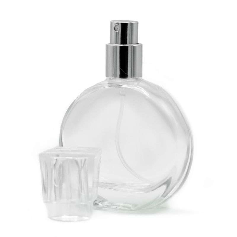 50ml Oválná Lahvička, Stříbrný Sprej a Křišťálový Uzávěr