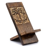 Dřevěný Vyřezávaný Stojan na Telefon - Strom Života 20x9.5cm