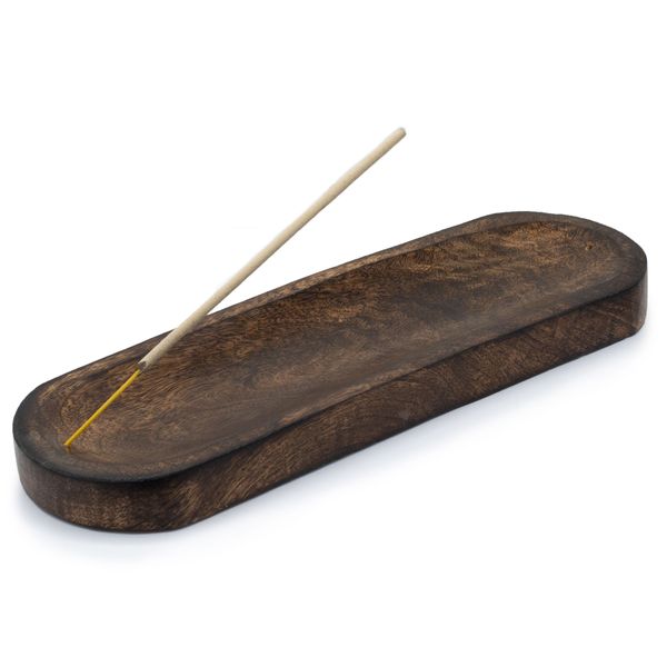 Velká Podložka na Vonné Tyčinky  30x10cm - Klasické Mangové Dřevo