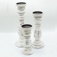 Klasický Svícen - Bílý Vymývaný -  30x10cm - Střední