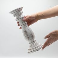 Klasický Svícen - Bílý Vymývaný -  30x10cm - Střední