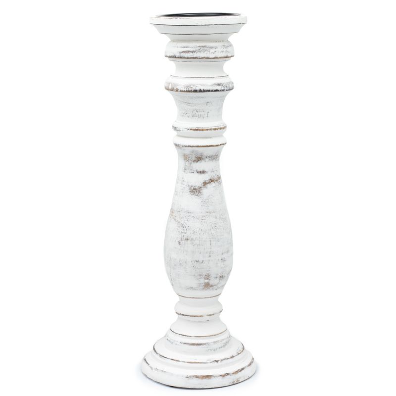 Klasický Svícen - Bílý Vymývaný - 37x10cm - Velký