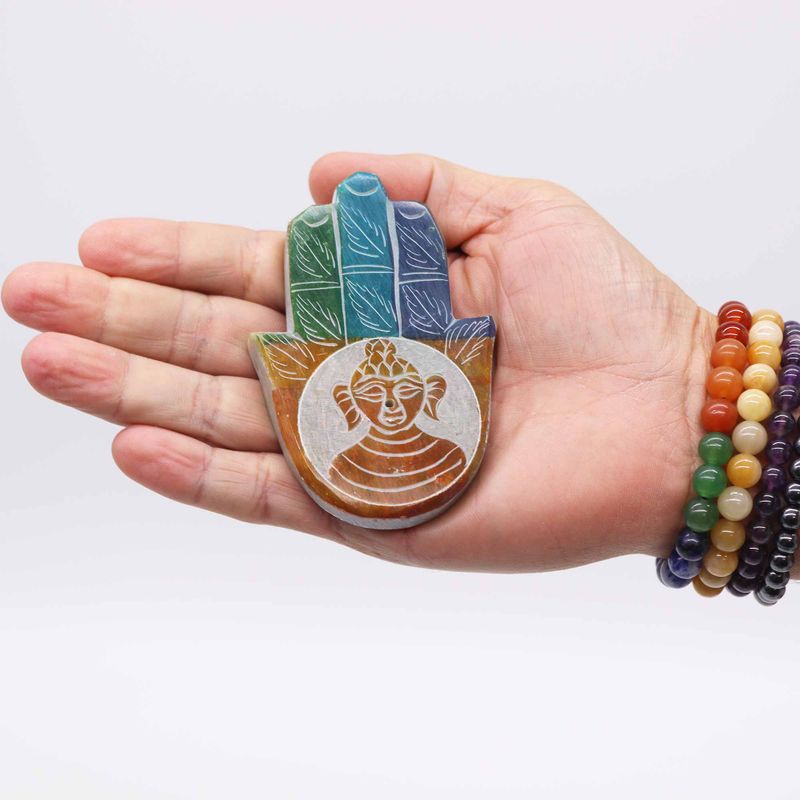 Stojan na kadidlo z mydlového kamene Hamsa 9x6 cm - Buddha