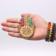 Mydlový kámen Hamsa držák na vonné tyčinky 9x6 cm - Sluneční tvář