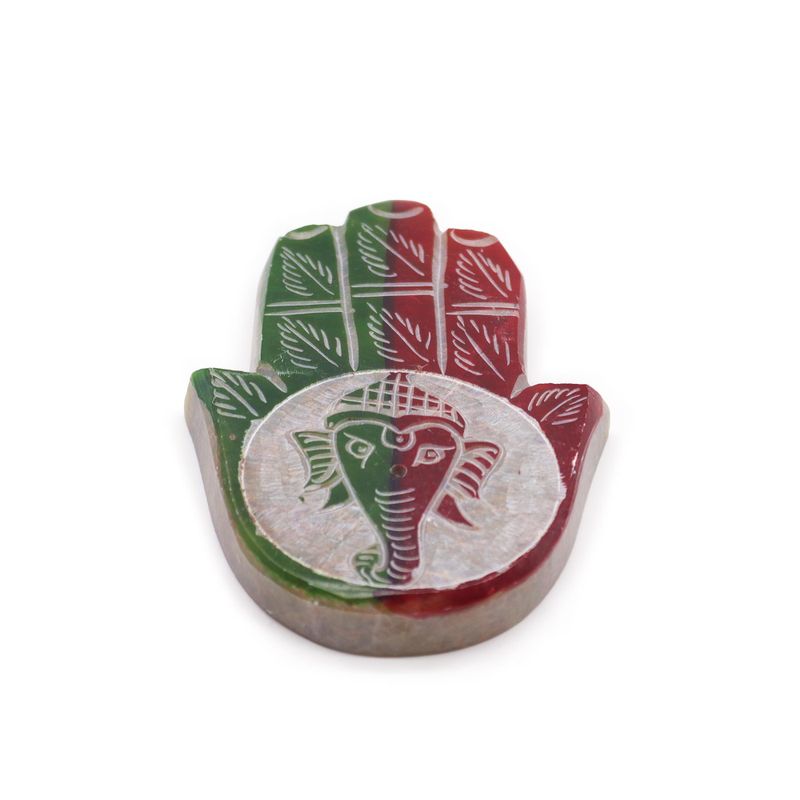 Mýdlový kámen Hamsa stojánek na kadidlo 9x6 cm -Ganéša