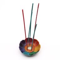 Držák na kadidlo z mýdlového kamene ve tvaru lotosového květu 10×3 cm - Barvy čakry