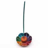Mydlový kámen, malý držák na vonné tyčinky ve tvaru květu lotosu, 7,5 × 2,5 cm – Barvy čakry