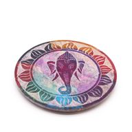Držák na kadidlo z mýdlového kamene, diskový, 10 cm - Ganesha