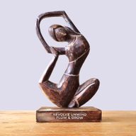 Dřevěná Yoga Lady Figurka - Antická - Otočná Pozice - "Revolve Unwind - Flow & Grow"