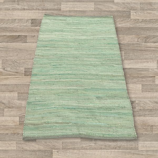 Malý Indický Ručně Tkaný Bavlněný Koberec - 50x90cm - Aqua
