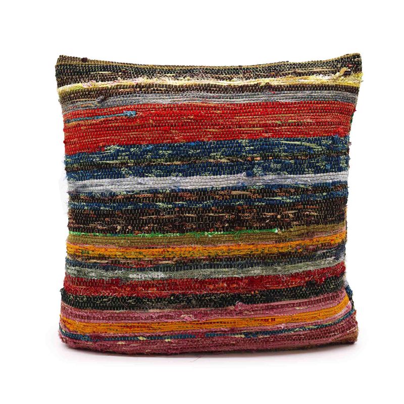 Povlečení na Polštář z Hadrovitého Koberce - 40x40cm - Naturální Zelená