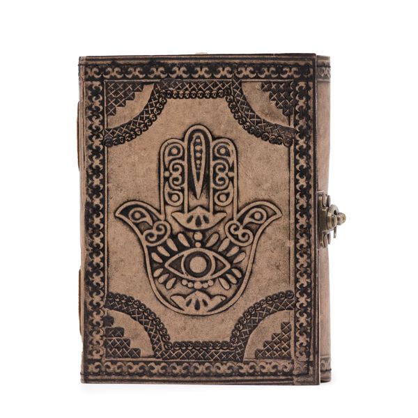 Hamsa - Esoterický Zápisník - Antický Šedý - 200 Stran - 17.5x12.5x3cm