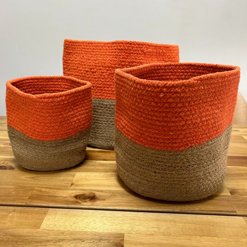 Malý úložný koš ze šňůry z bavlny/jutu, 15×15 cm, oranžový
