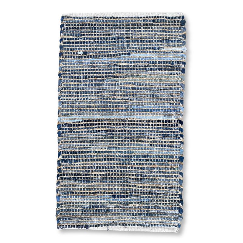 Střední Koberec z Juty a Recyklované Bavlny - 90x150cm - Modrý