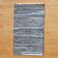Střední Koberec z Juty a Recyklované Bavlny - 90x150cm - Modrý