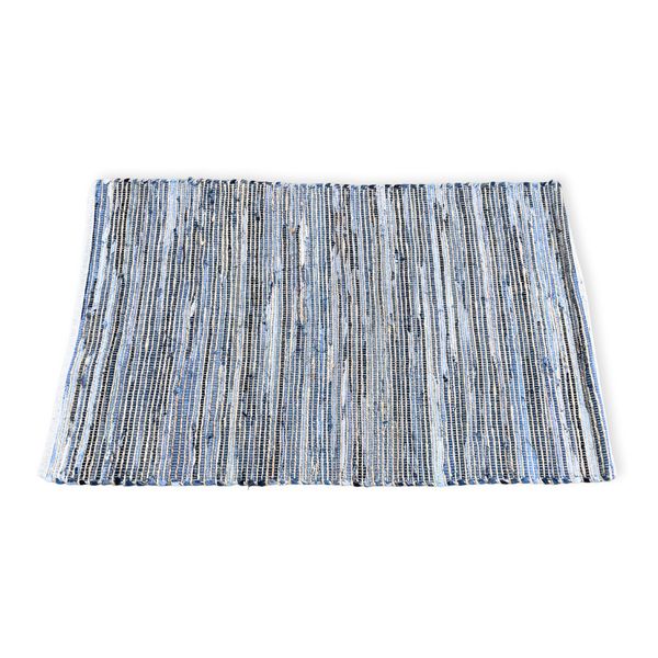 Velký Koberec z Juty a Recyklované Bavlny - 130x170cm - Modrý