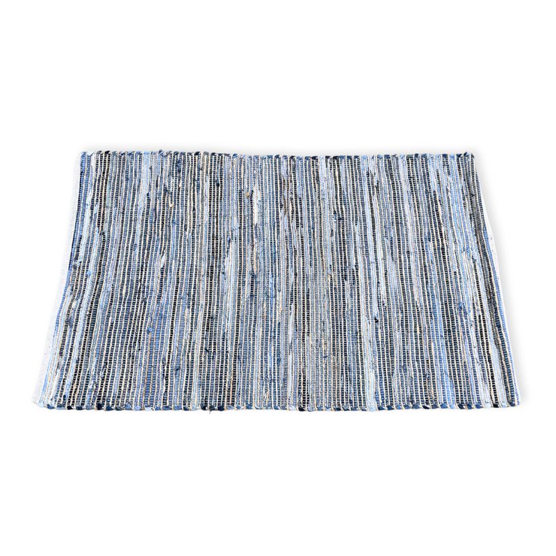 Velký Koberec z Juty a Recyklované Bavlny - 130x170cm - Modrý