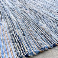 Velký Koberec z Juty a Recyklované Bavlny - 130x170cm - Modrý