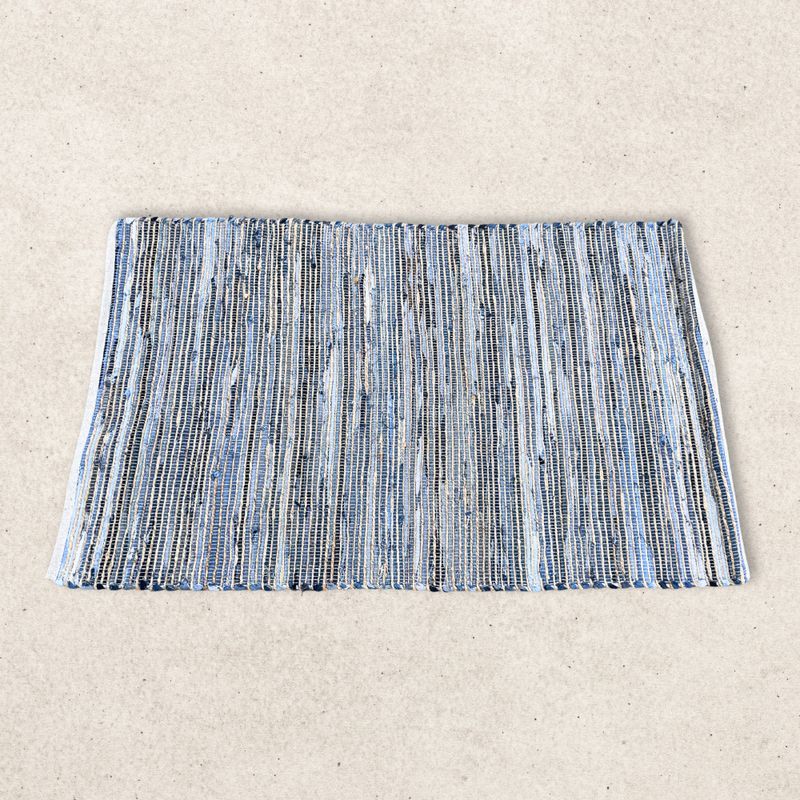 Velký Koberec z Juty a Recyklované Bavlny - 130x170cm - Modrý