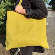 Velká Oboustranná Taška z Juty a Bavlny - Pistáciová