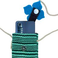 Taška / Kapsa na Telefon - Zelené Pásy - Květinový Dekor