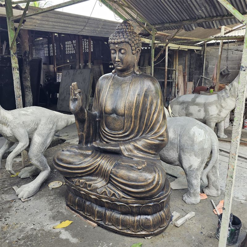 Velký Antický Zlatý Buddha - Učící na Lotose - 2m