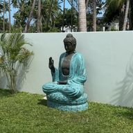 Velký Tyrkysový & Kamenný Buddha - Učící na Lotose - 2m