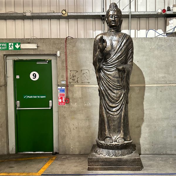 Vysoký Antický Zlatý Stojící Buddha - 3m