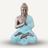 Středně Velký Tyrkysový & Zlatý Modlící se Buddha - 1.2m