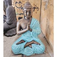 Středně Velký Tyrkysový & Zlatý Modlící se Buddha - 1.2m