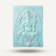 Velký Rám - Tyrkysový Reliéf Ganpati - 0.7x1m