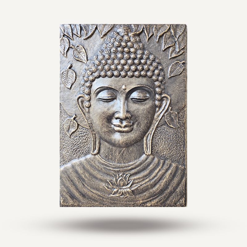 Velký Rám - Antický Zlatý Buddha Reliéf - 0.7x1m