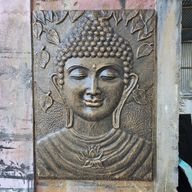 Velký Rám - Antický Zlatý Buddha Reliéf - 0.7x1m