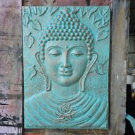 Velký Rám - Antický Tyrkysový Buddha Reliéf - 0.7x1m