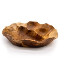 Hladká Kulatá Mísa na Ovoce z Teakového Dřeva se 3 Sekcemi - 30x5.5cm