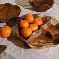 Hladká Kulatá Mísa na Ovoce z Teakového Dřeva se 3 Sekcemi - 30x5.5cm