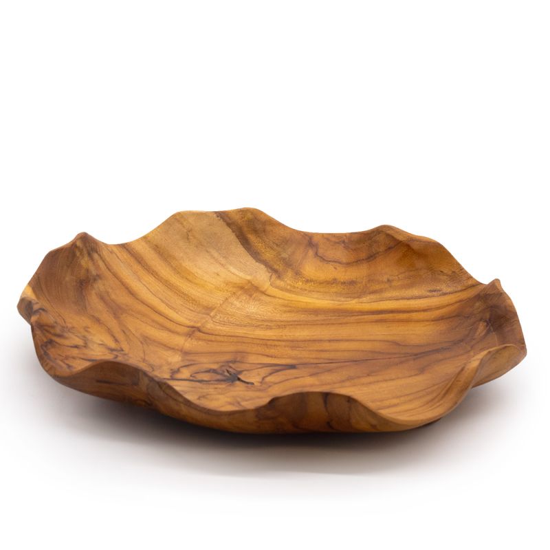 Hladká Kulatá Mísa na Ovoce z Teakového Dřeva - 30x5.5cm