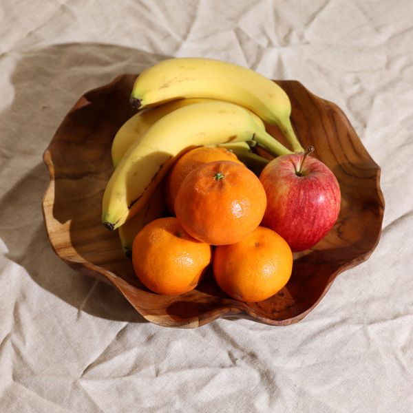 Hladká Kulatá Mísa na Ovoce z Teakového Dřeva - 30x5.5cm