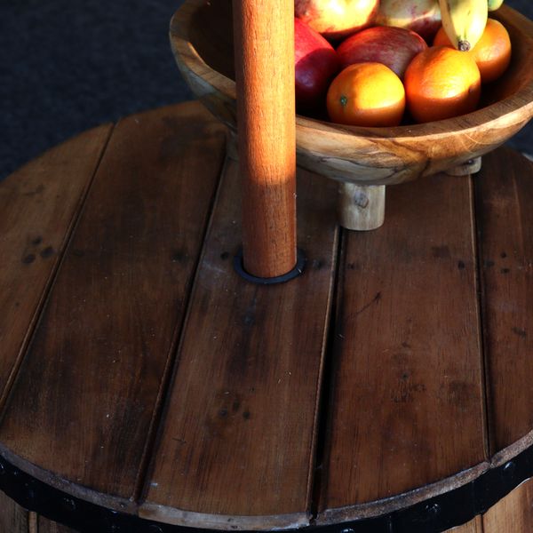 Stůl z Pivního Sudu & Stojan na Slunečník 60x48.5cm - Natural