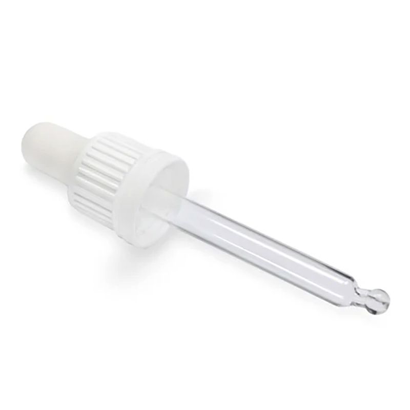 Bílá T/E Skleněná Pipeta pro 50ml Lahvičku s Kapátkem 18mm