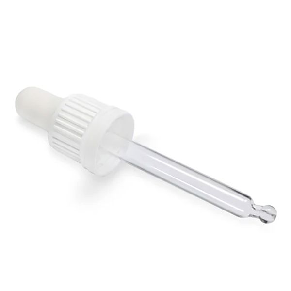 Bílá T/E Skleněná Pipeta pro 100ml Lahvičku s Kapátkem 18mm