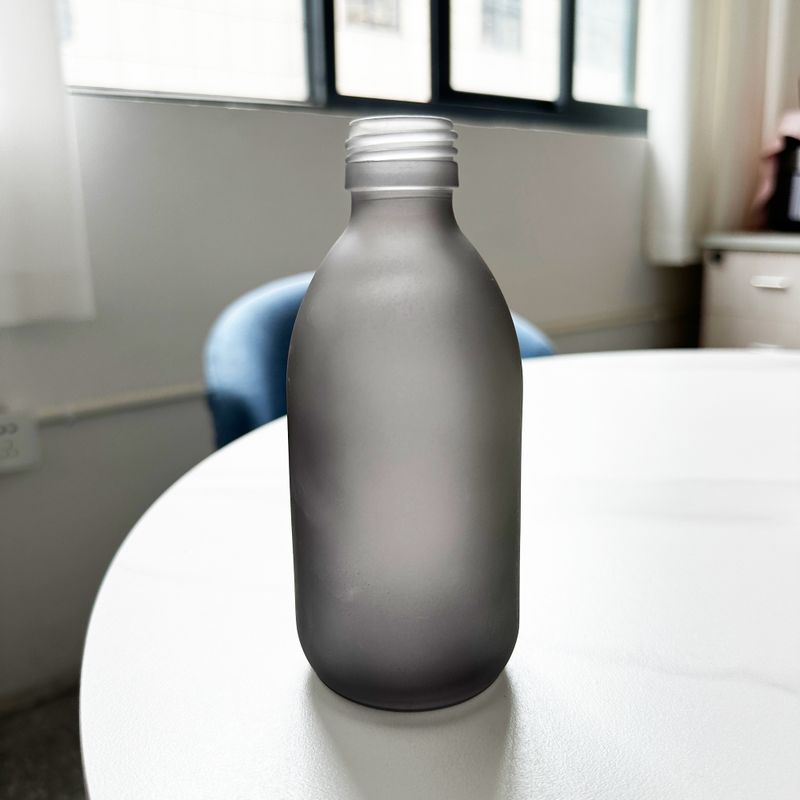 300ml Šedá Skleněná Lékovka - Bez Uzávěru